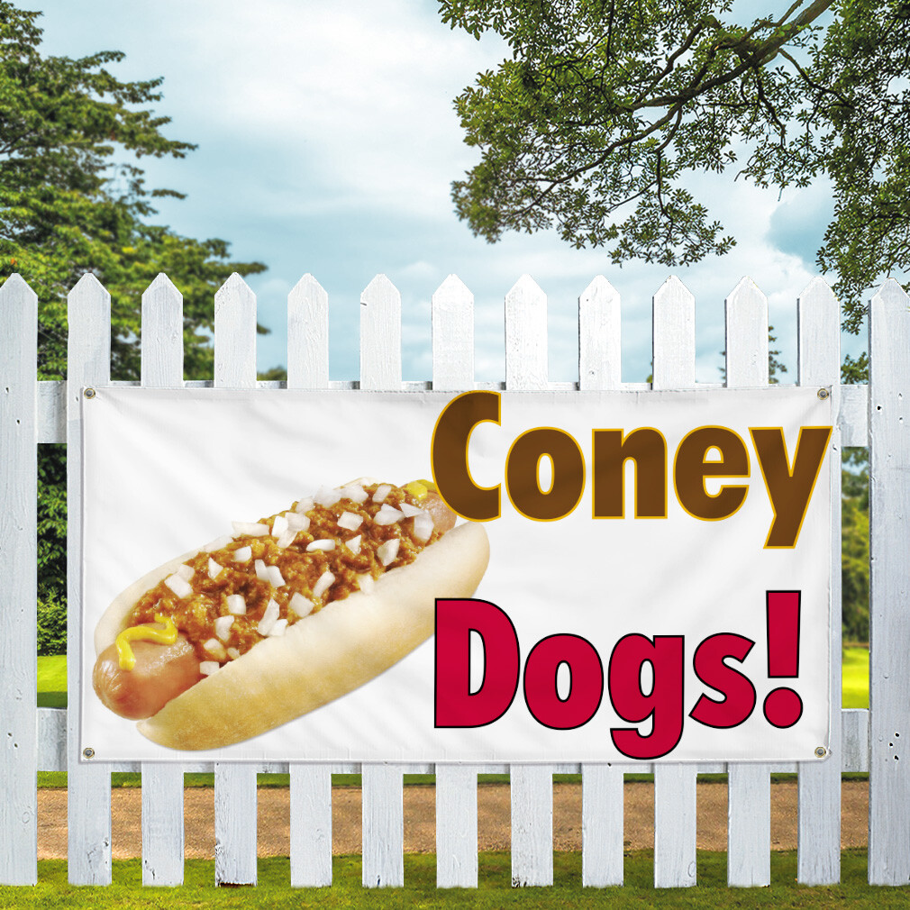 Vinyl Banner Multiple Sizes Coney Dogs! Outdoor Advertising Printing B Outdoor
