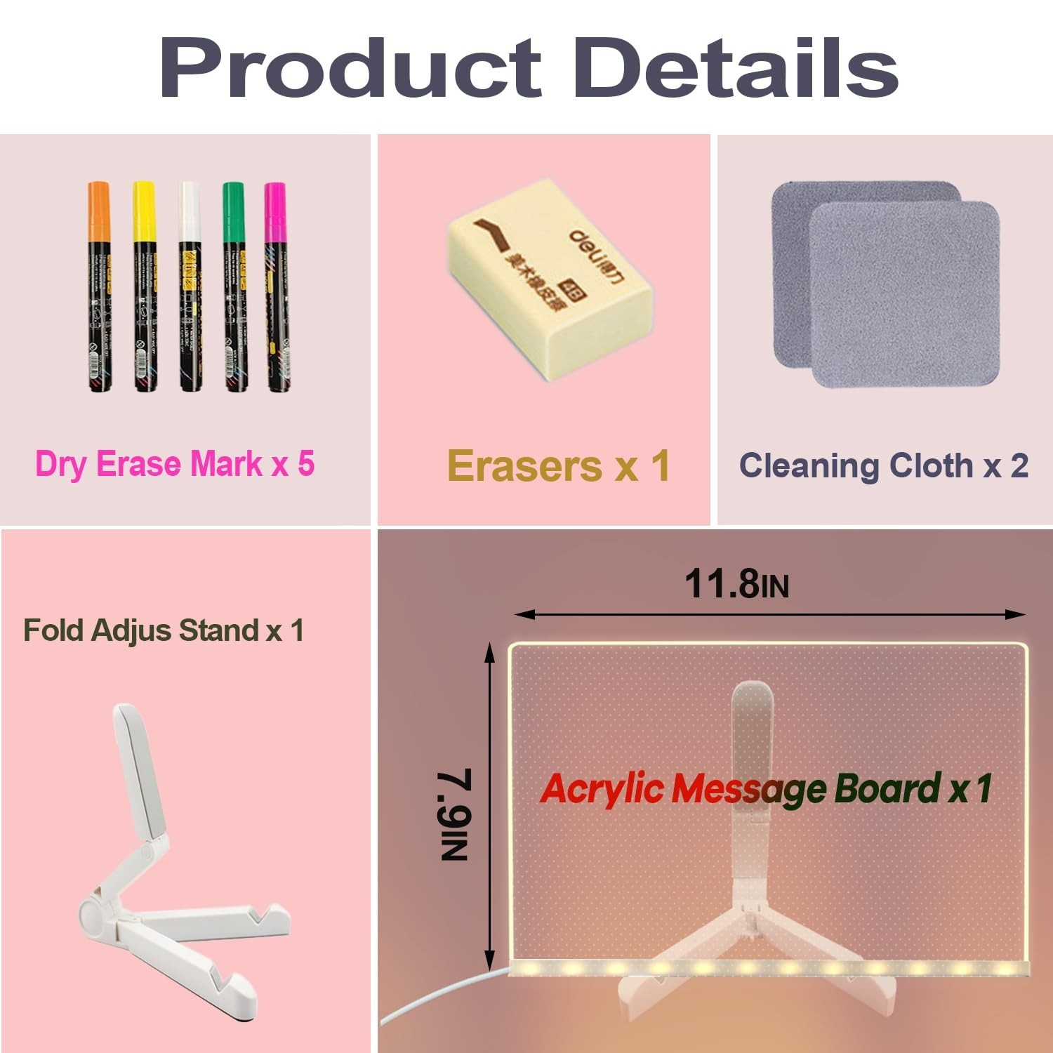 Acrylic Dry Erase Board with Light Up Acrylic Message Board Large, Acrylic Bi…