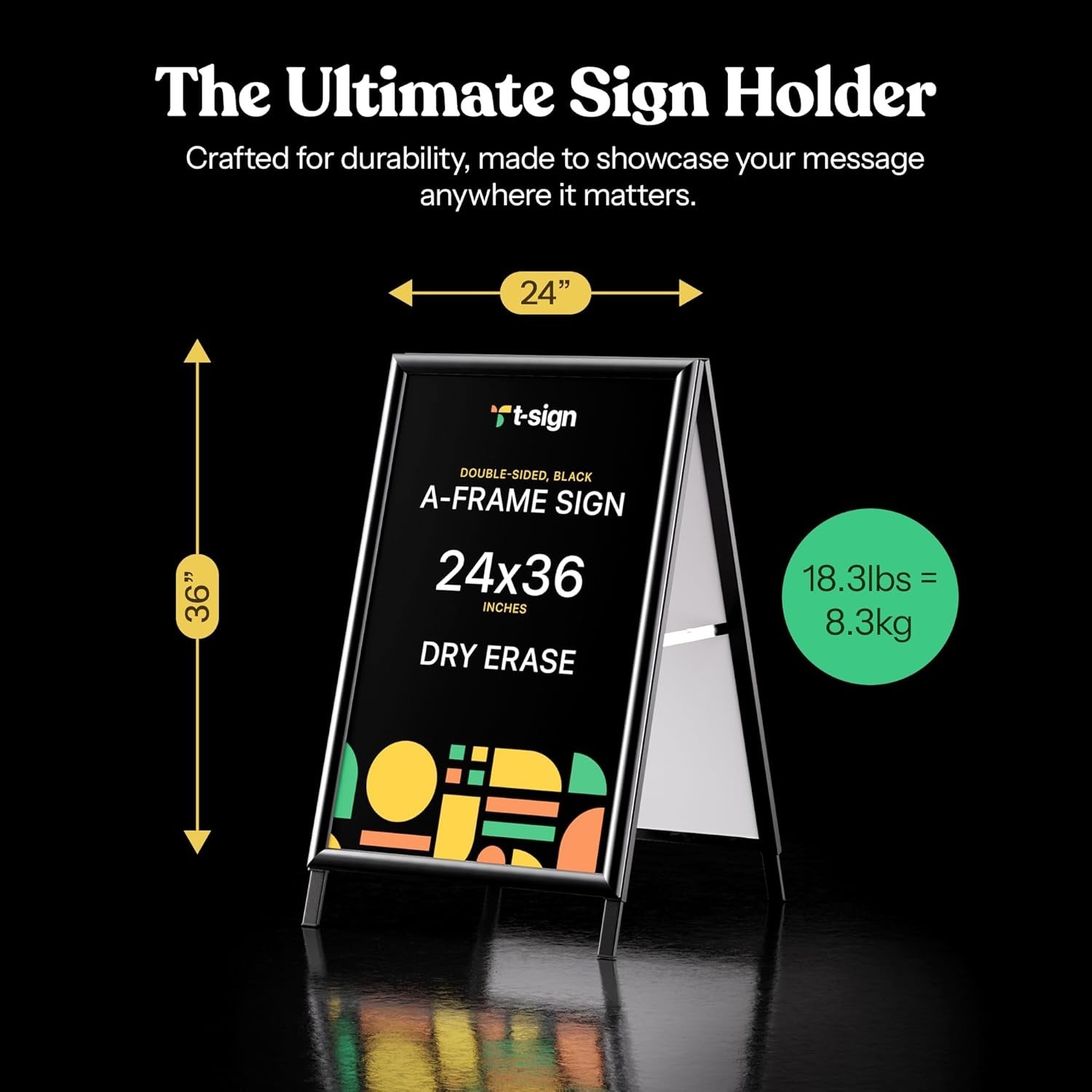 Weatherproof 24×36 A-Frame Sign with Magnetic Dry Erase Surface for Promotions