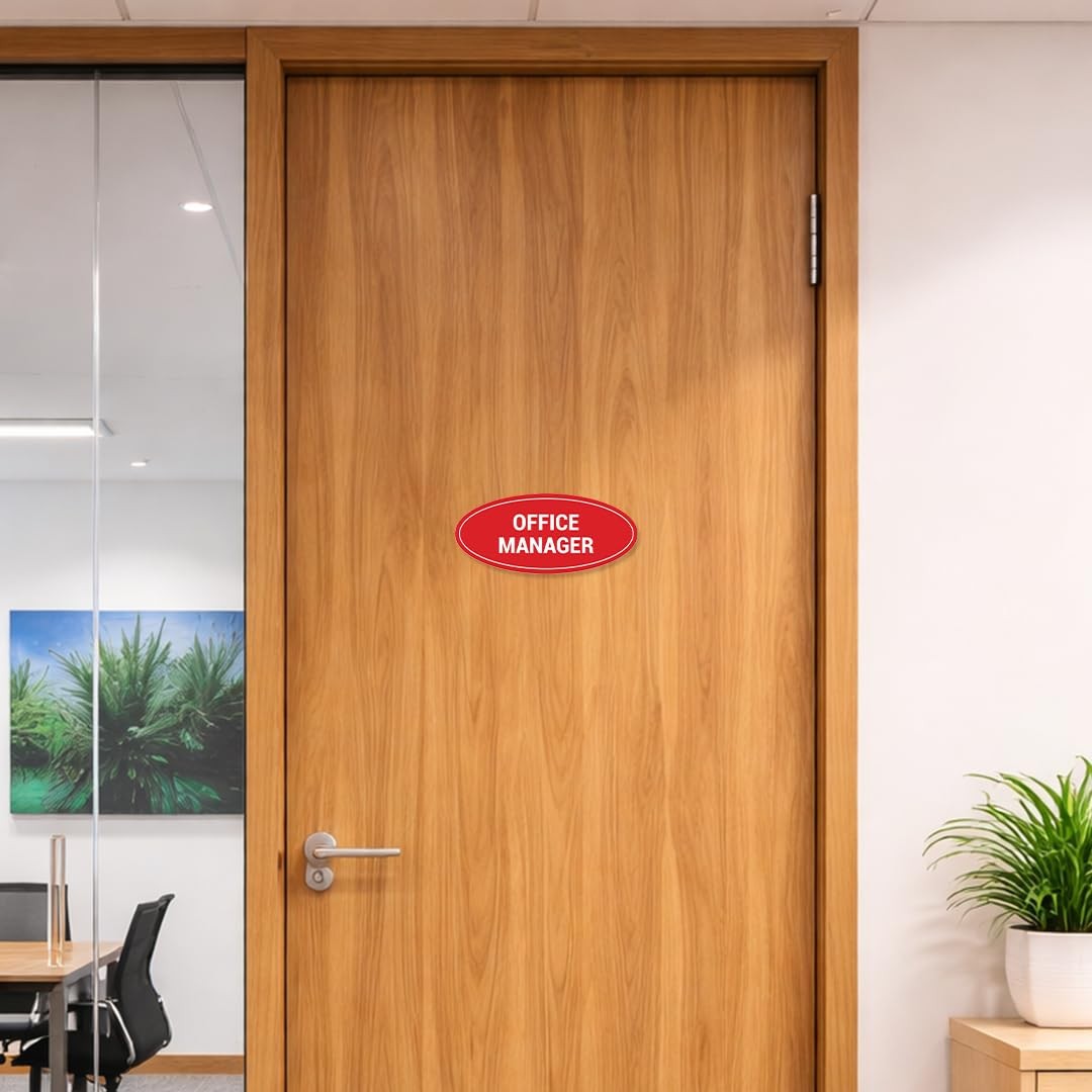 Medium Oval Office Manager Sign Brushed Gold Wall Door Plaque Signage