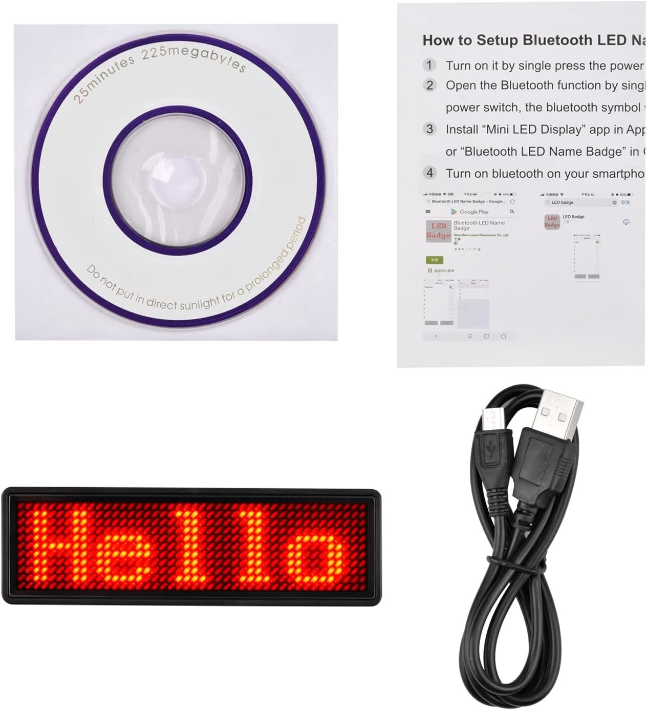 LED Name Tag, Rechargeable Wireless Bluetooth LED Name Badge Reuseable Price Tag
