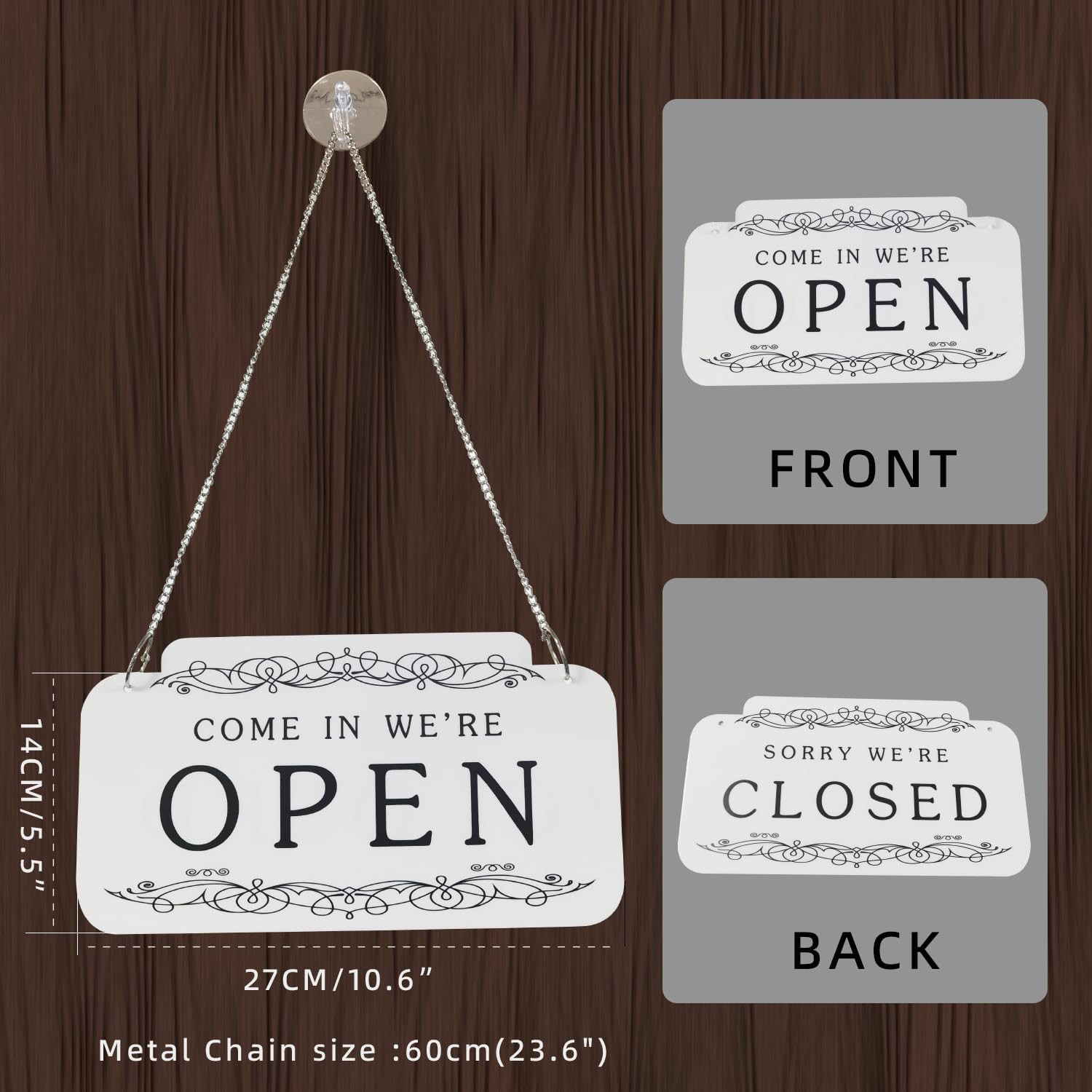Open and Closed Business Sign Plastic Signboards Double Sided Reversible Open an