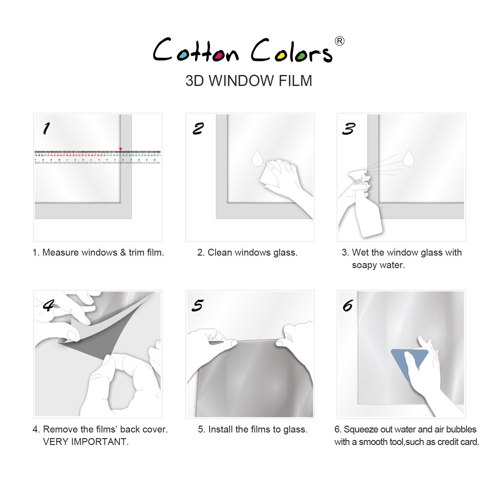 CottonColors Window Privacy Film 35&Prime;X 78&Prime;, Frosted Glass Window Film Decorati…