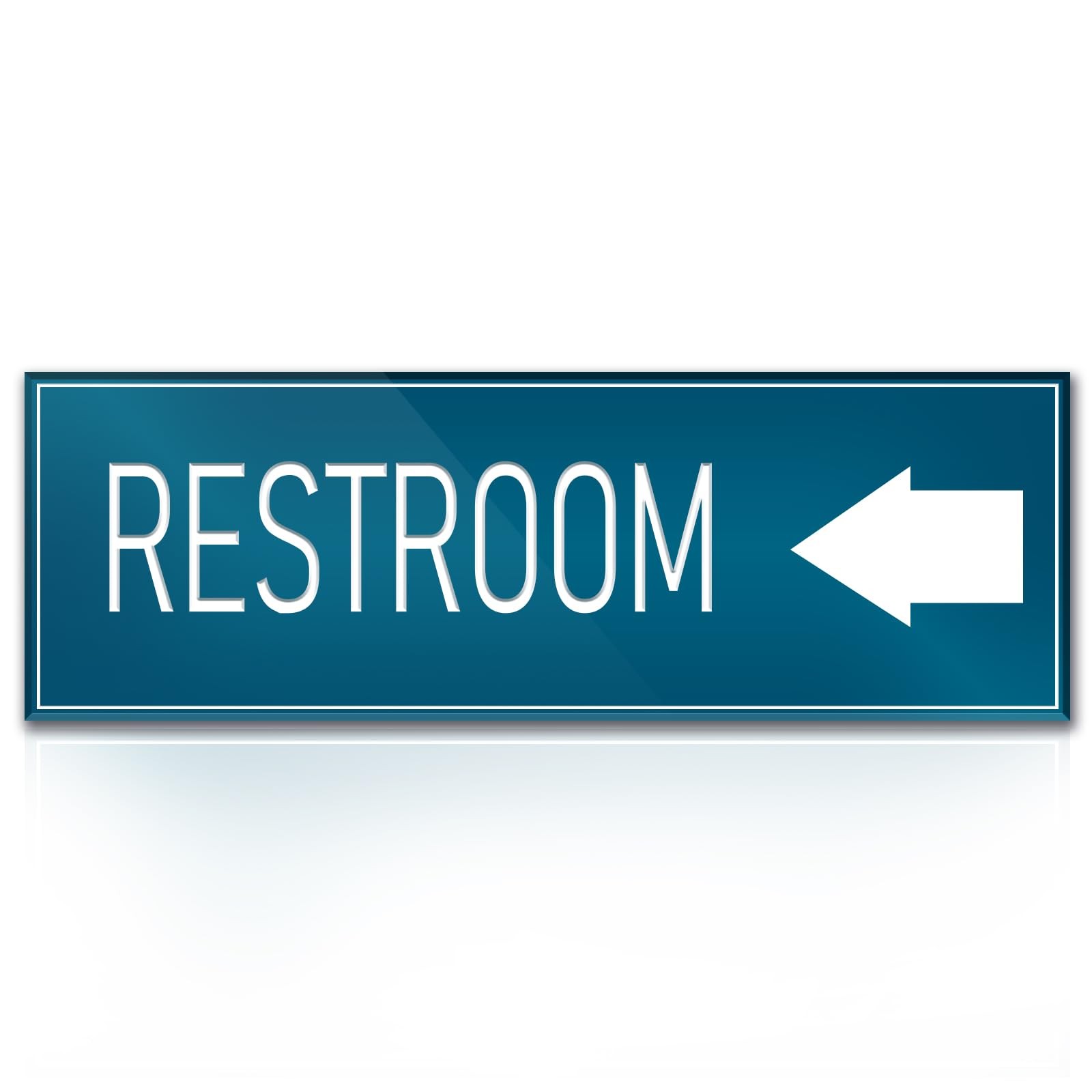 9×3 Inch Restroom Left Arrow Directional Sign SelfAdhesive Blue Signage