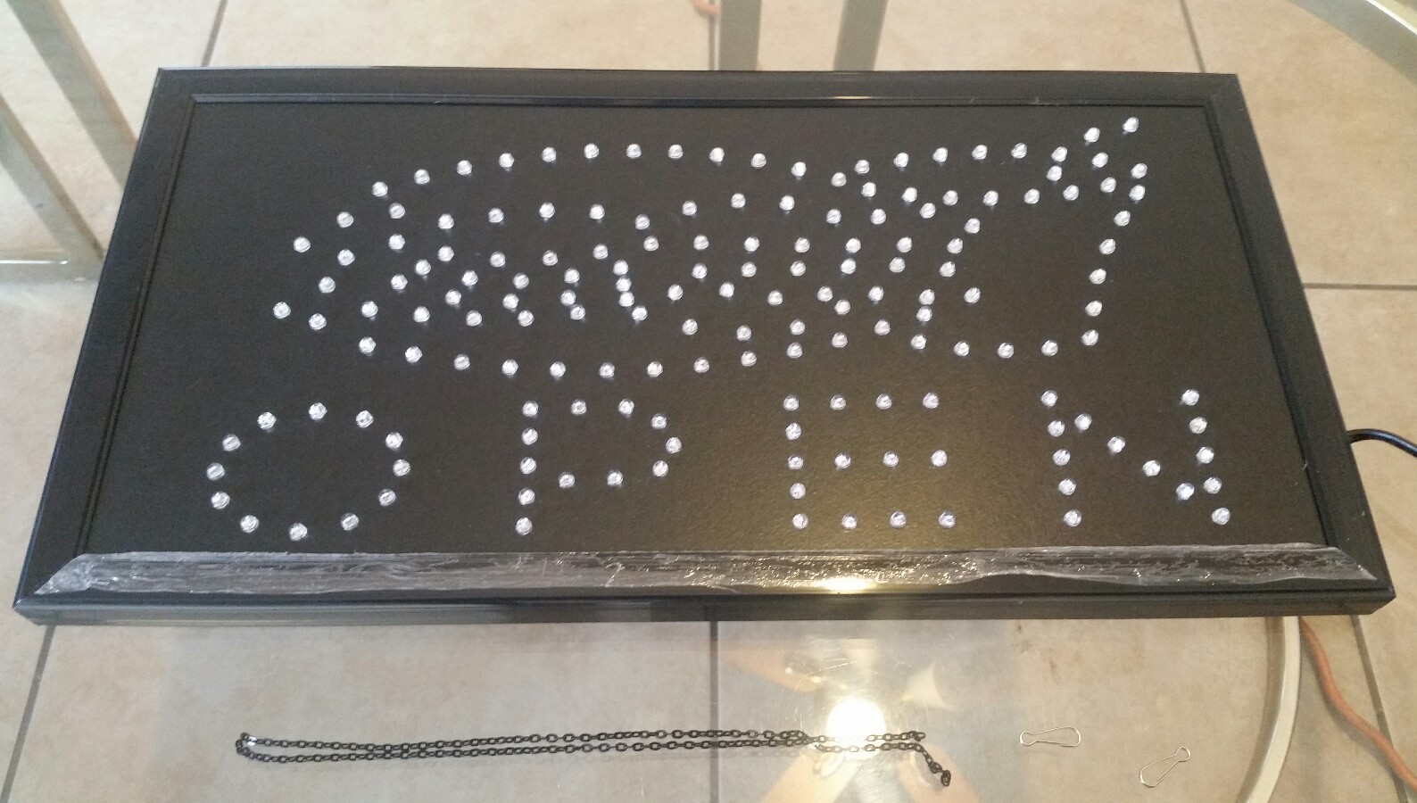 OPEN (BurgerSoda) Animated LED Business Plug-In Lightweight Sign Display w/Chain