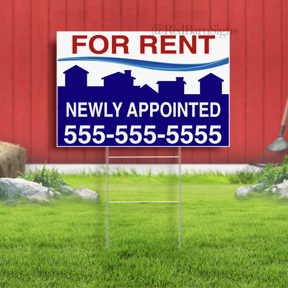 FOR RENT NEWLY APPOINTED CUSTOM Indoor Outdoor Yard Sign with metal stakes