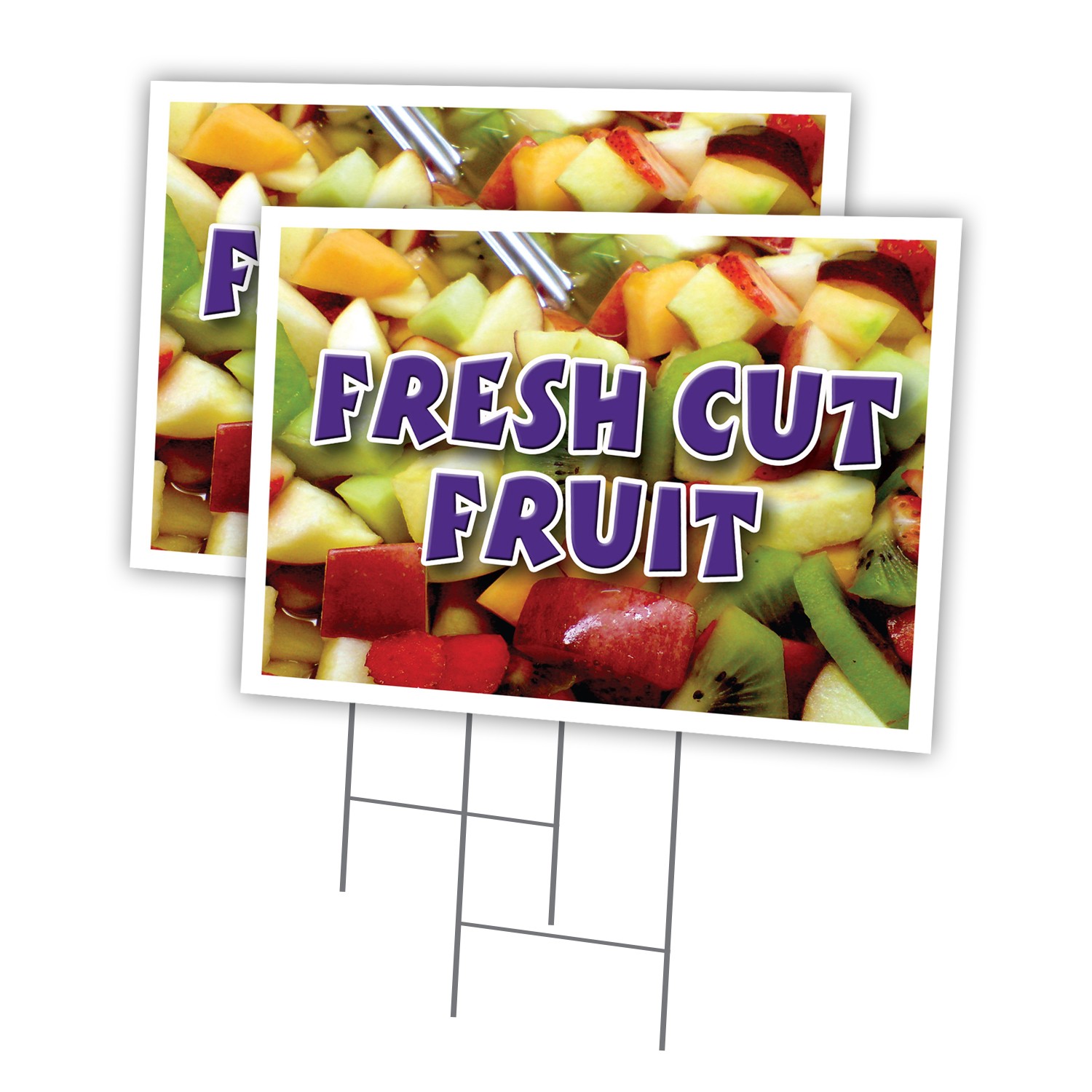 Fresh Cut Fruit Multi-Pack of Yard Signs & Stake plastic coroplast window