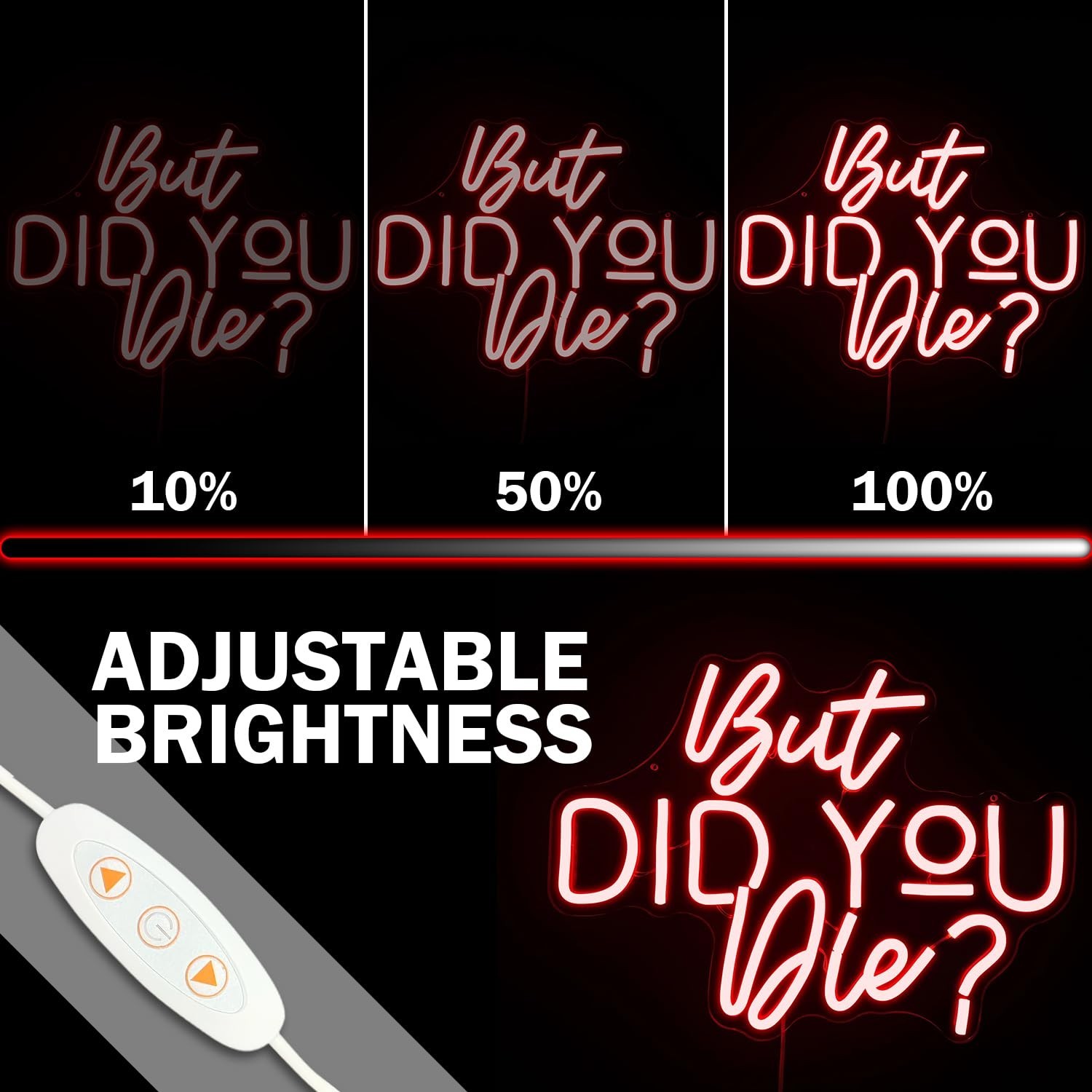 But Did You Die Neon Sign Dimmable Neon Led Sign for Bedroom Wall Light Red N…