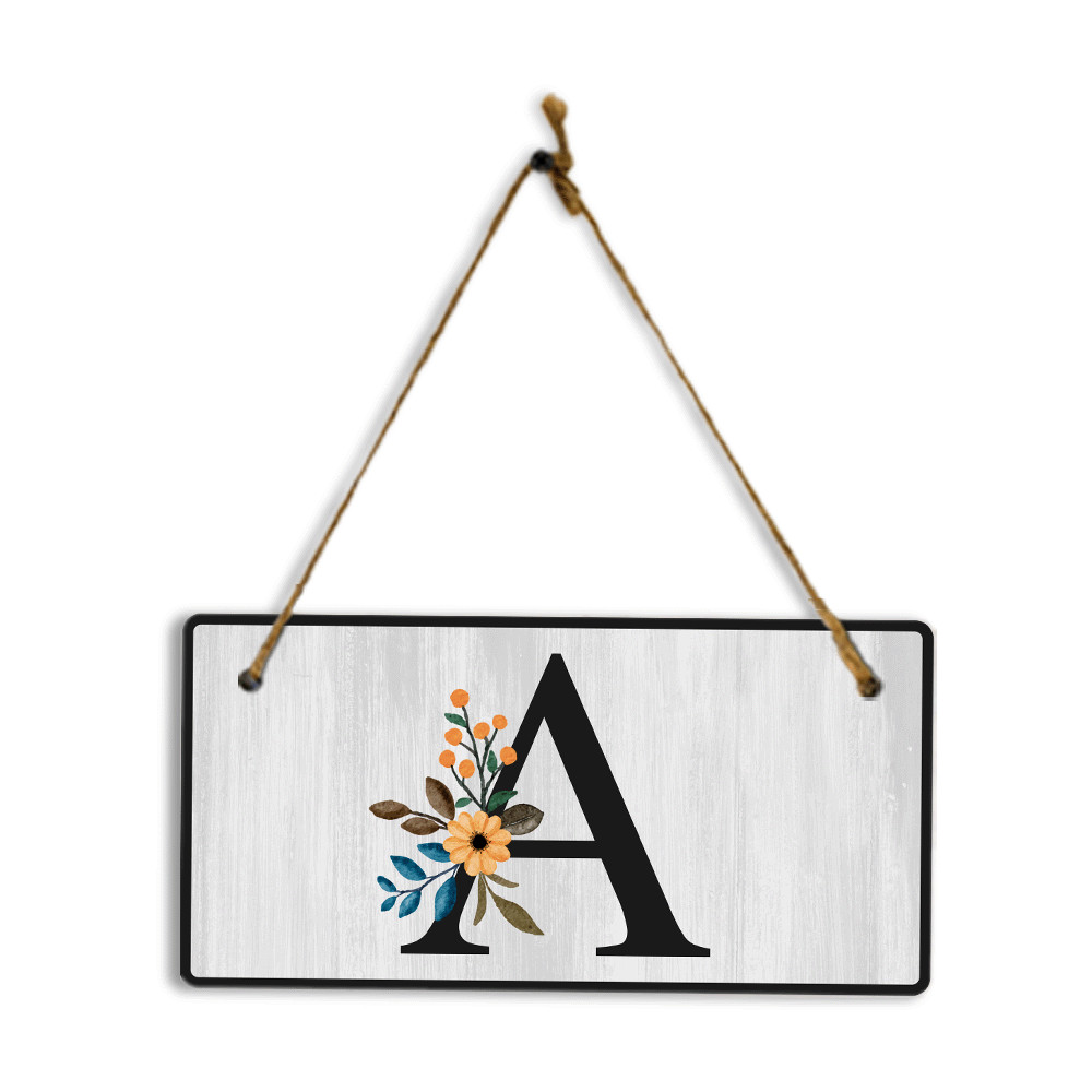A Flower Decor 5×10 Hanging Wall or Door Sign | Alphabet Letter Room Decoration