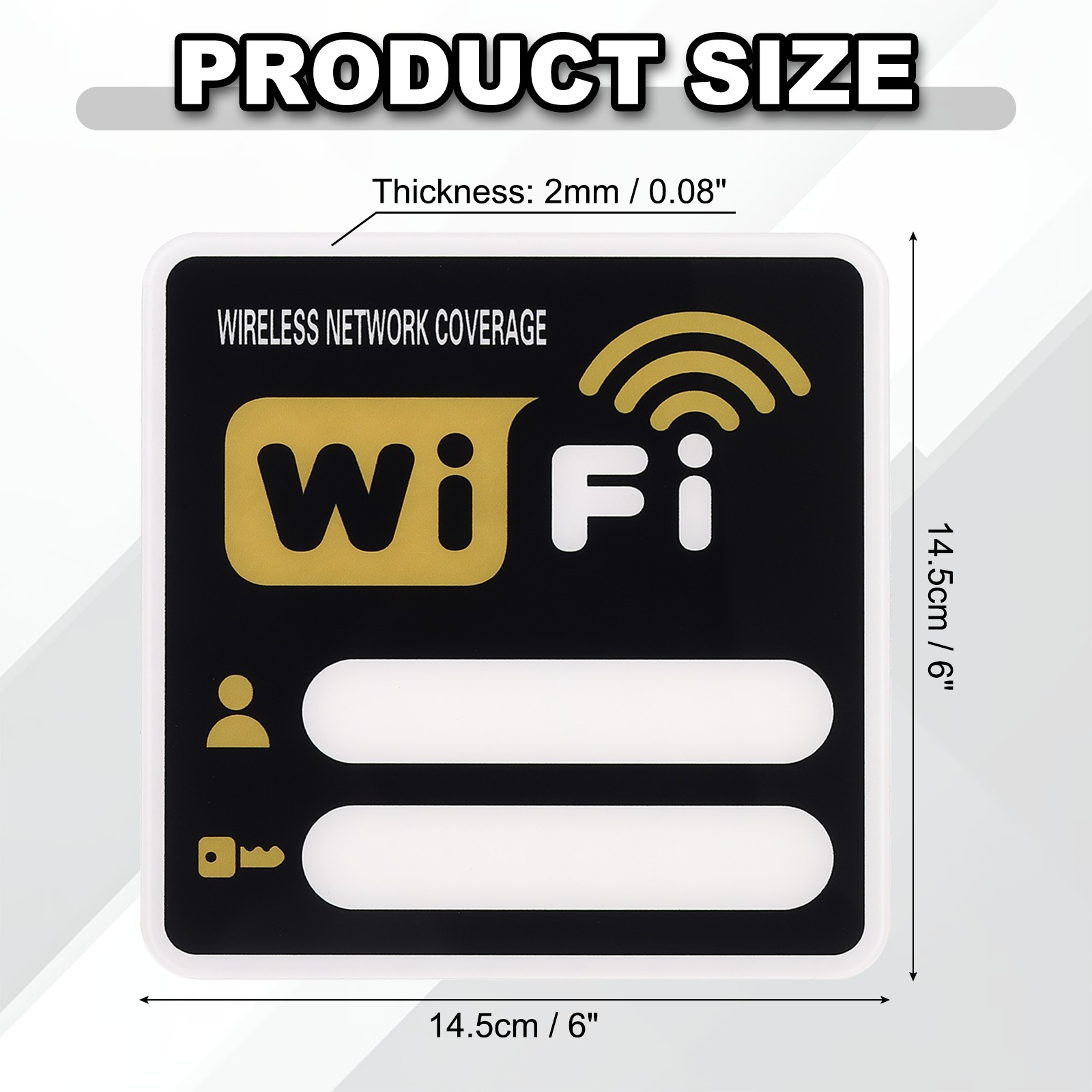 6&Prime; x 6&Prime; Wifi Password Sign, 1 Pcs Acrylic WiFi Sign Self Adhesive, Gold