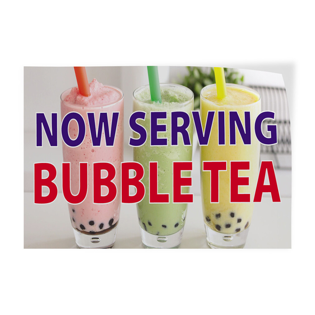 Decal Stickers Now Serving Bubble Tea Advertising Printing Store Sign Label