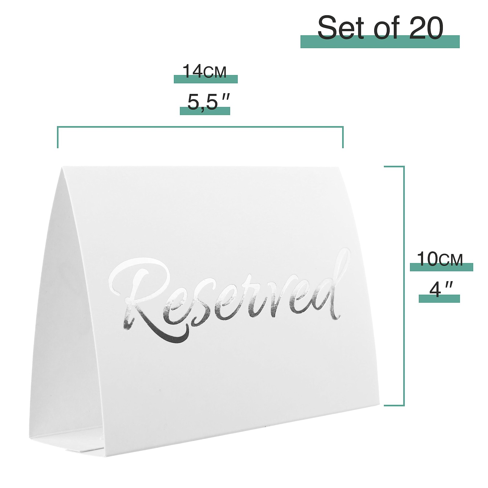 20 Pack Modern White Reserved Table Sign With Silver Letters Reserved Signs For
