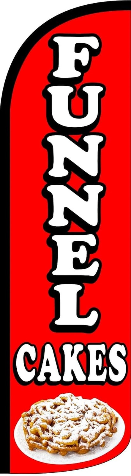 4 Less Co FUNNEL CAKES Swooper Feather Flag Windless Banner Sign 3×11.5 ft Tall