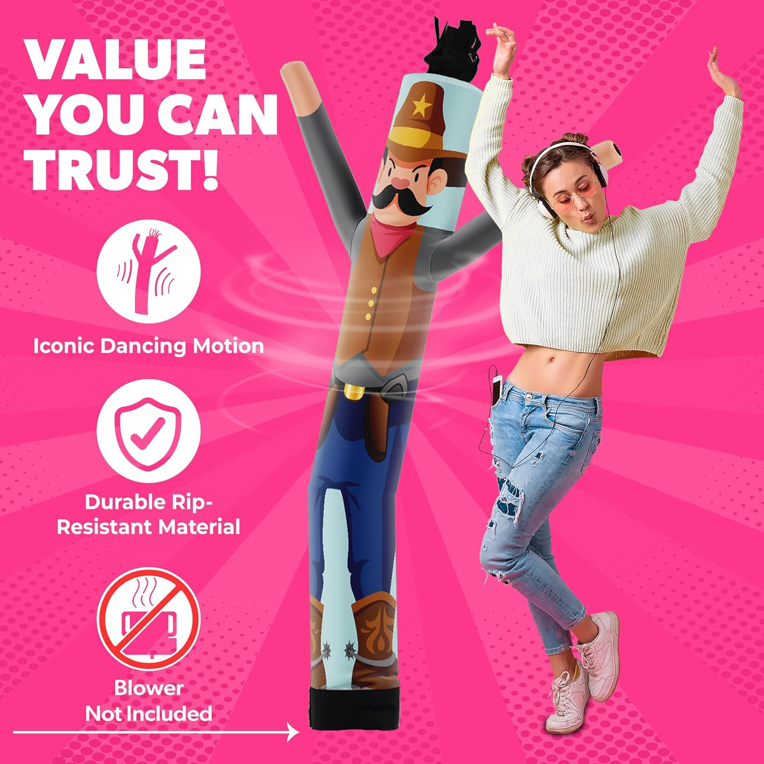 Air Dancers Wacky Waving Inflatable Tube Guy Attachment | 6Ft Tall Inflatable Ad