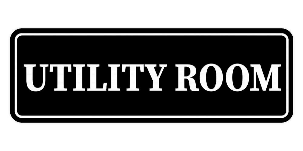 Medium Black « Standard Utility Room » Wall or Door Sign 1 Pack Business
