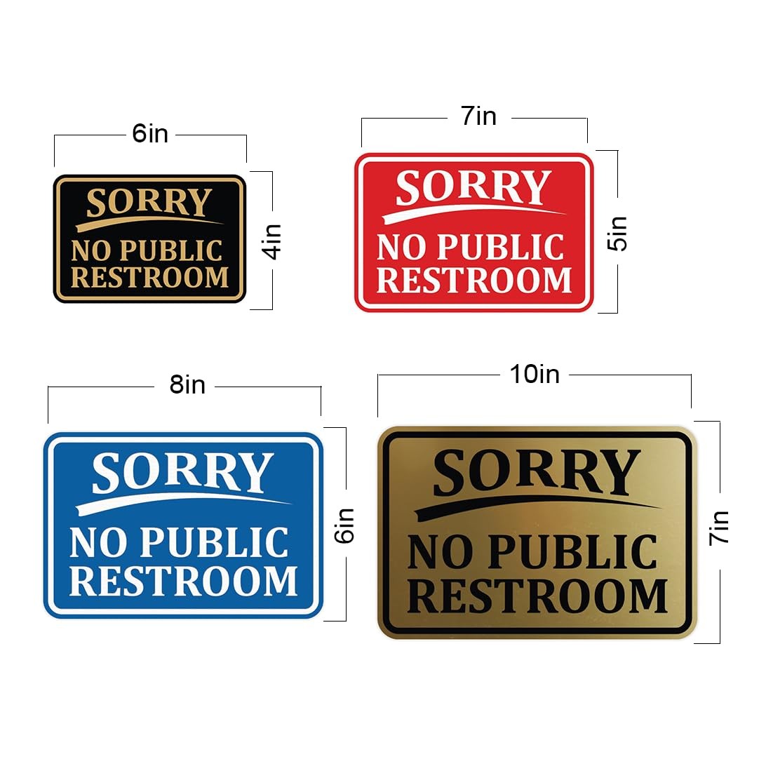SORRY No Public Restroom Wall Door Sign -Red (Small) 4 x 6&Prime;