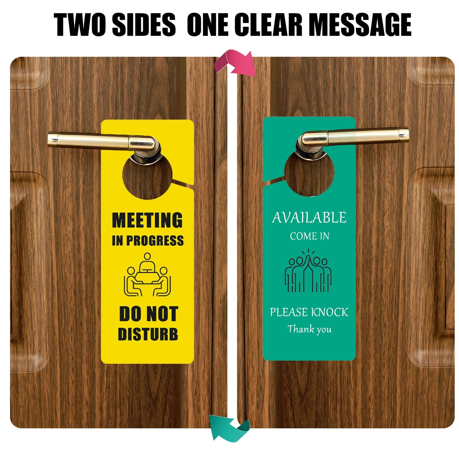 2 Pack Meeting in Progress & Available Sign for Office Door, Double Sided Do …