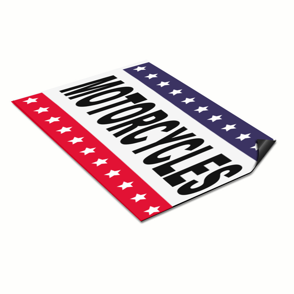 Car Magnet Set of 2 Motorcycles Black Red Blue Auto Car Repair Shop