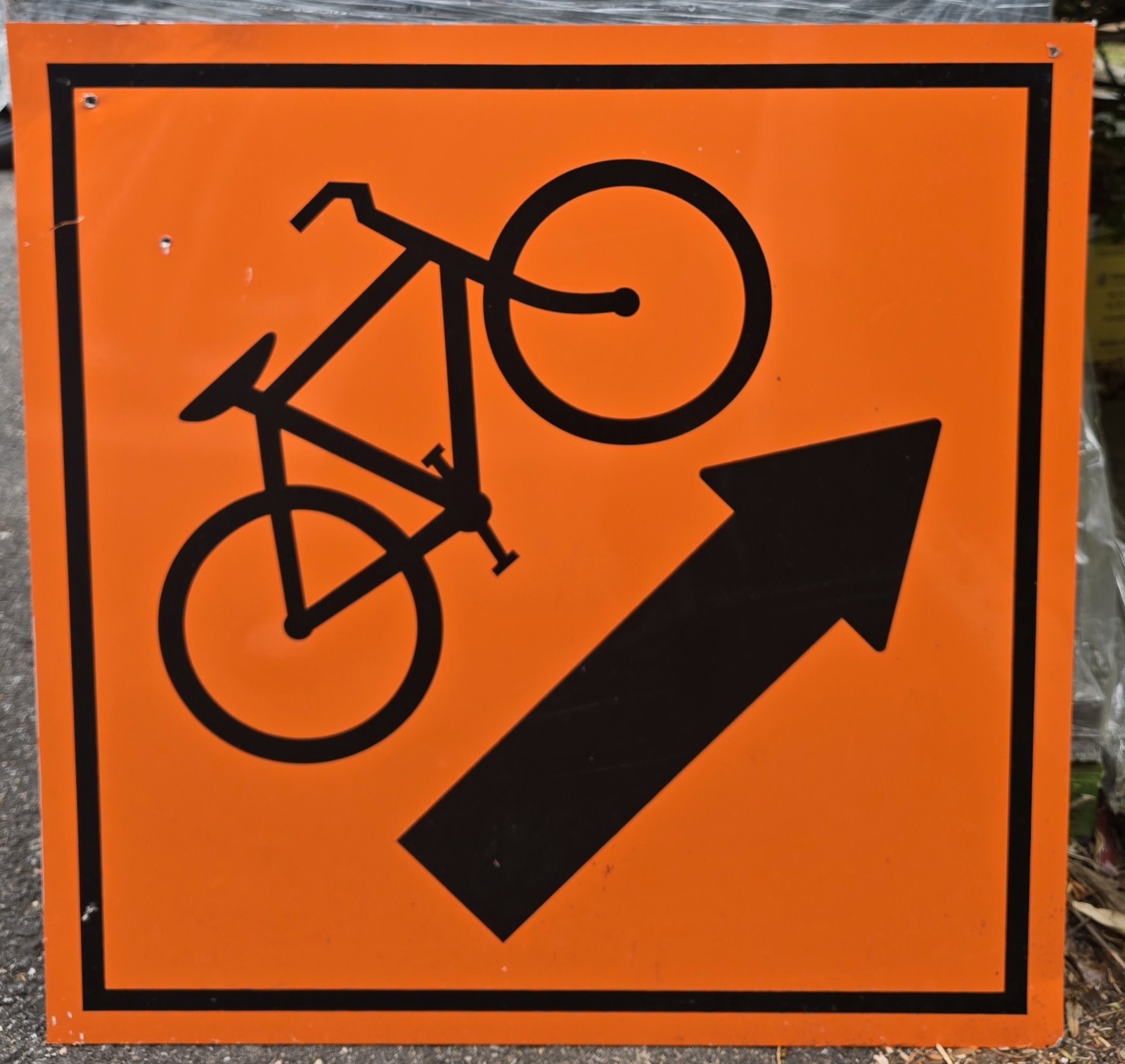 Bicycle Right Arrow Orange Reflective 24&Prime; Street Sign Bike Lane Construction #1
