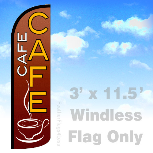 CAFE – Windless Swooper Flag 3×11.5 Feather Banner Sign- rq