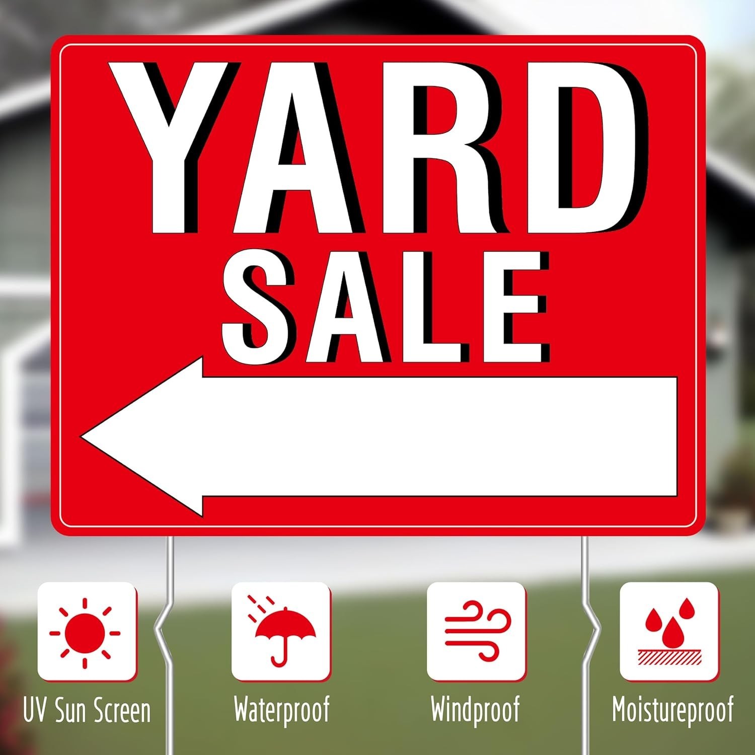 All-Weather Yard Sale Sign Set – 3PCS Double Sided with 6 Stakes & Price Labels