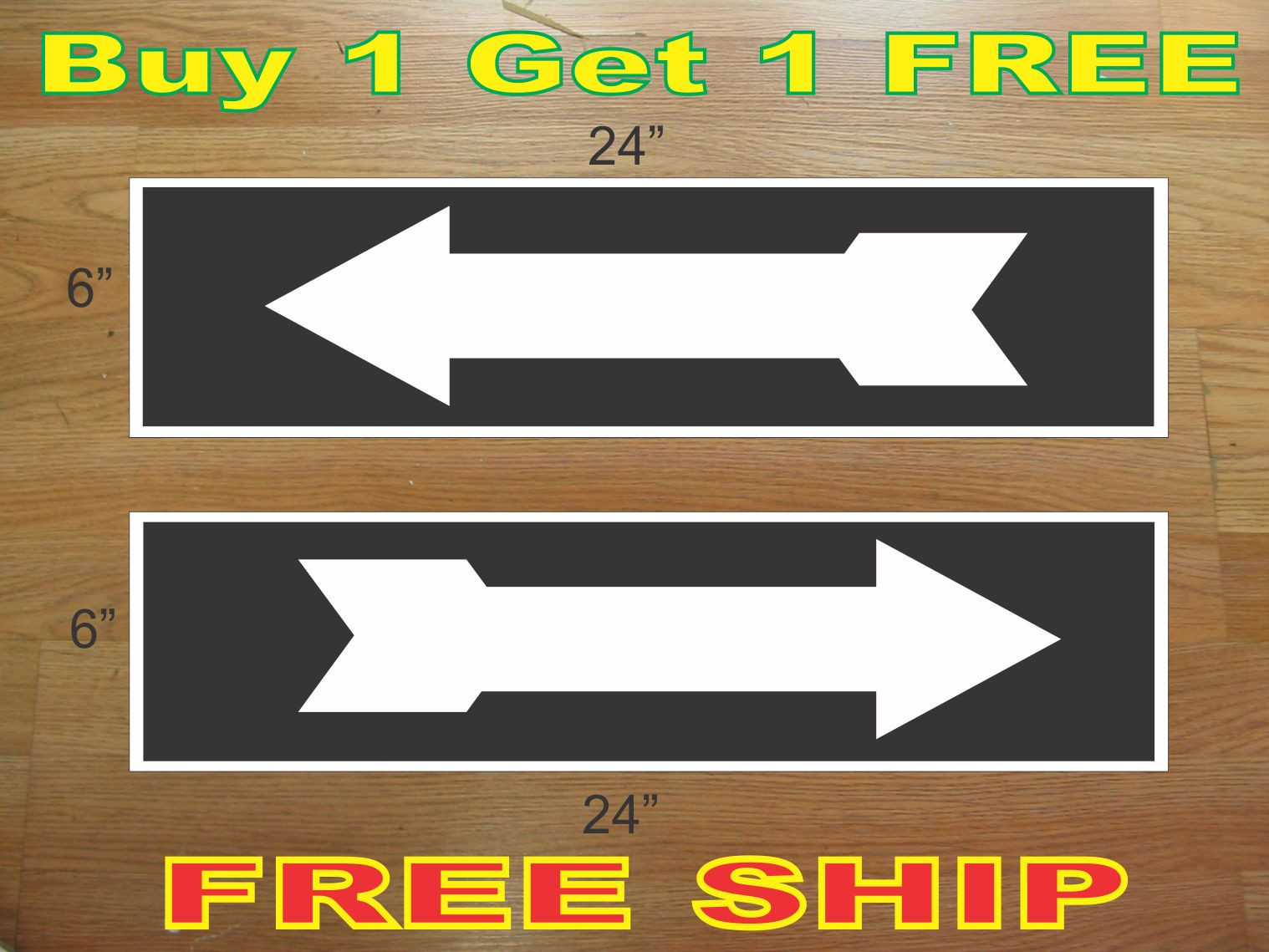 White on BLACK ARROW 6&Prime;x24&Prime; REAL ESTATE RIDER SIGNS Buy 1 Get 1 FREE 2 Sided
