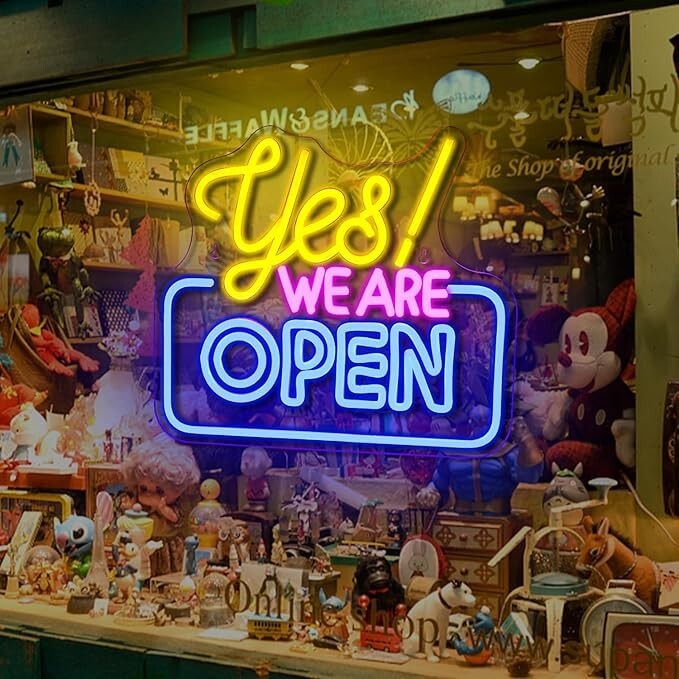 Neon Open Sign,Bright Led Light Advertisement USB Powered/13.4 * 11.8 in
