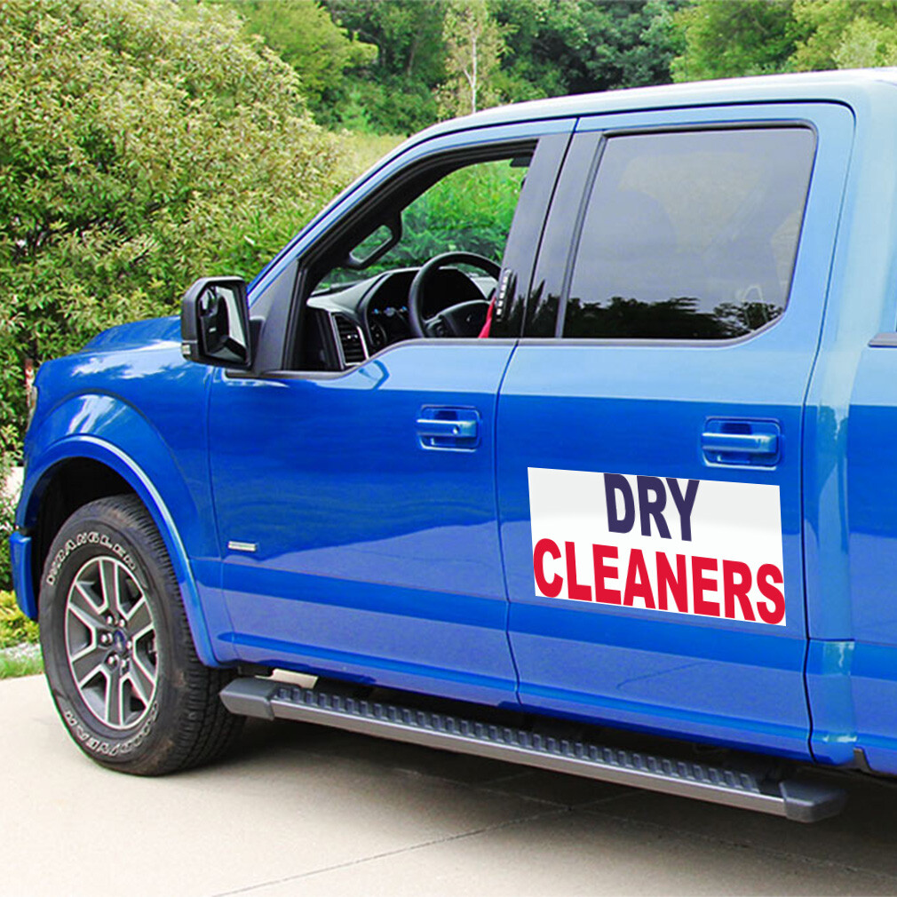 Car Magnet Set of 2 Dry Cleaners Blue Red B Car Advertising Industrial Sign