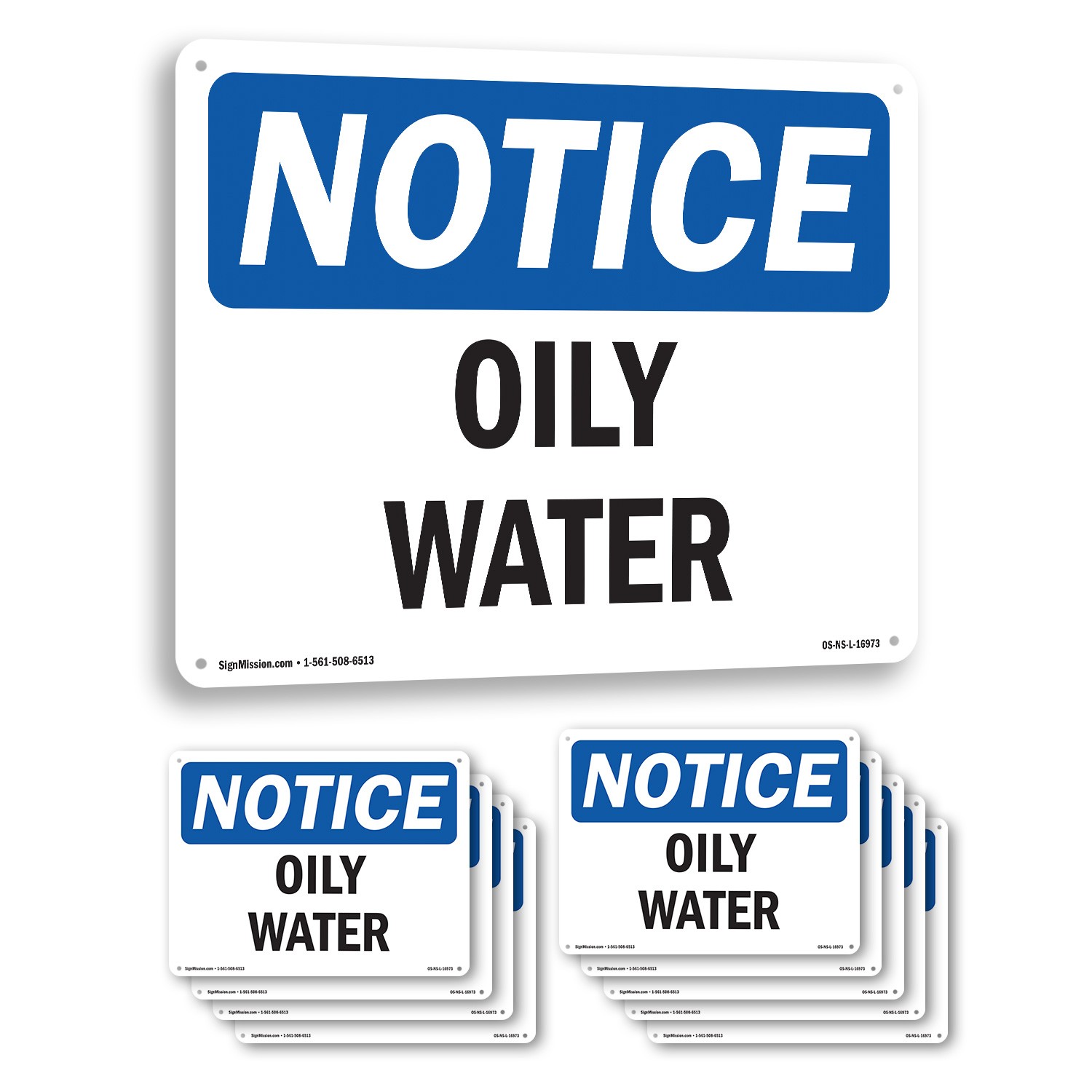Oily Water OSHA Notice Sign Metal, Plastic, Or Decal – 5 or 10 Pack