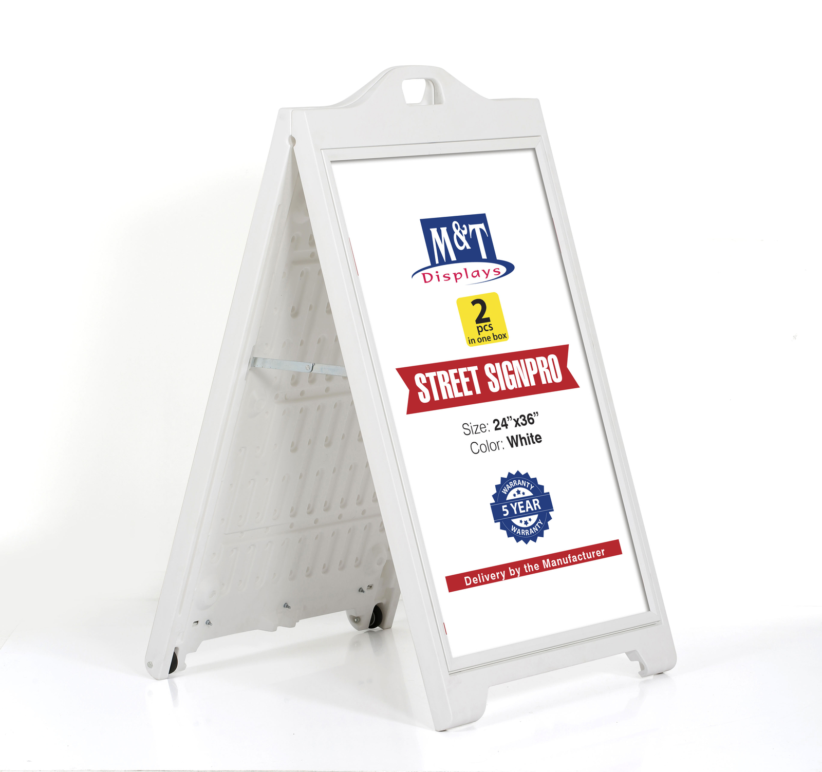 Street SignPro 24×36 A-Frame Sidewalk Portable Double Side White (Lot of 2)