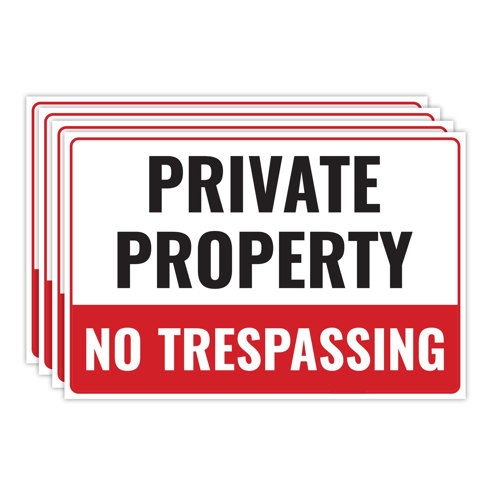 4 Pcs 12×8 Inch Plastic Private Property No Trespassing Signs for Indoor Outdoor