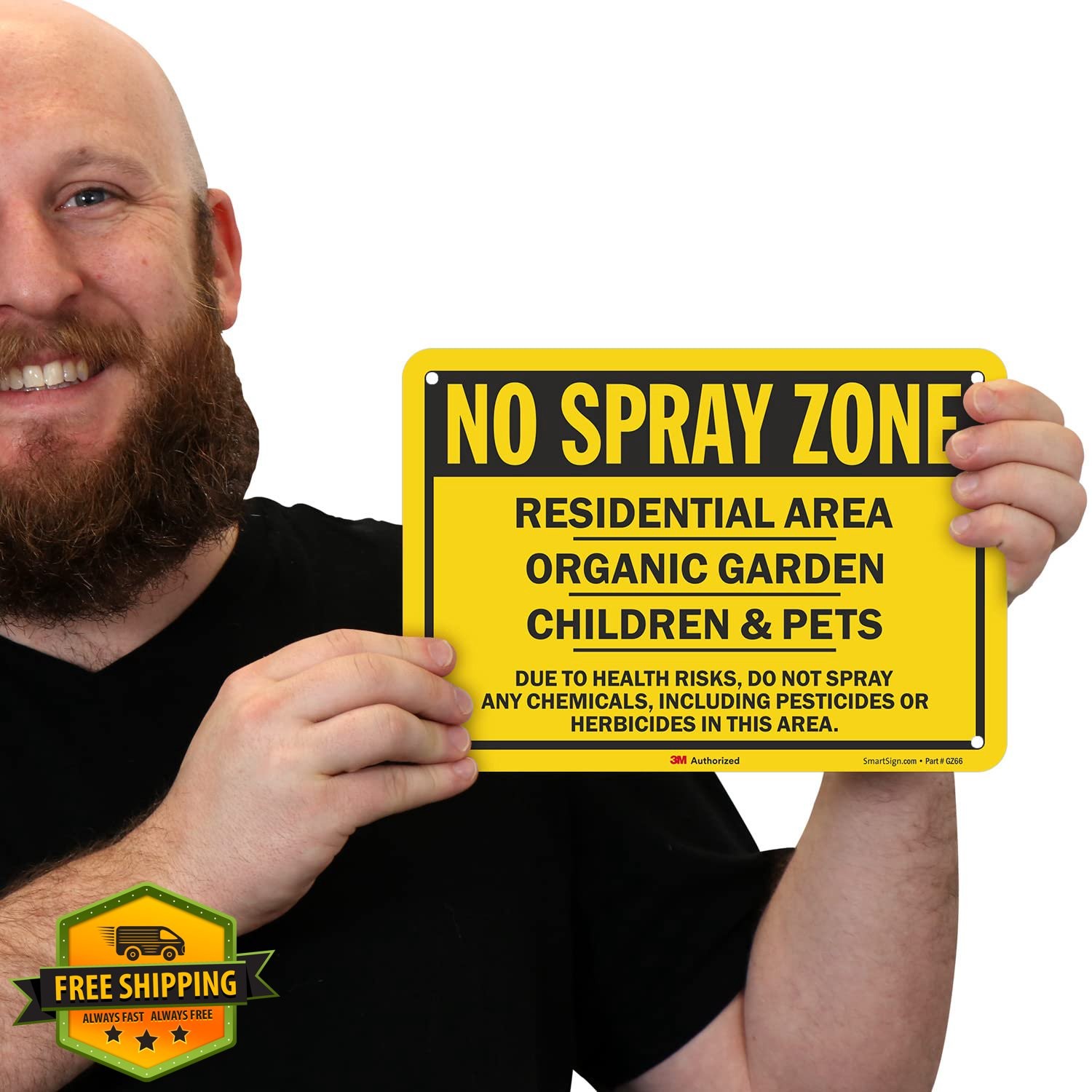 SmartSign 7×10&Prime; No Spray Zone Organic Garden HDPE Plastic Sign 2-Pack