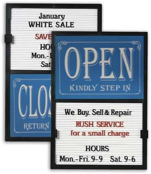 Glassmate Vertical Open/Closed Message Slider Board Sign | 14&Prime;W x 20&Prime;H