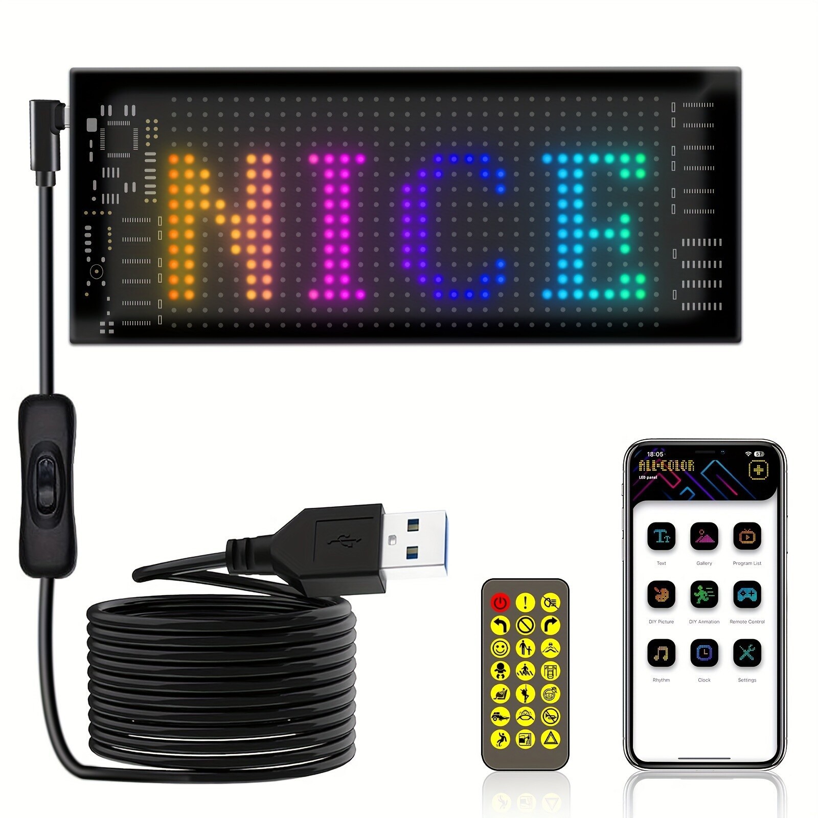 Car Windshield LED Sign 16*32 Pixel App Control Programmable Flexible Led Screen