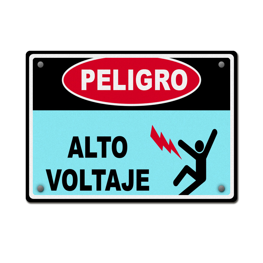 Horizontal Metal Sign Peligro Alto Voltaje Hazard Labels High Voltage &