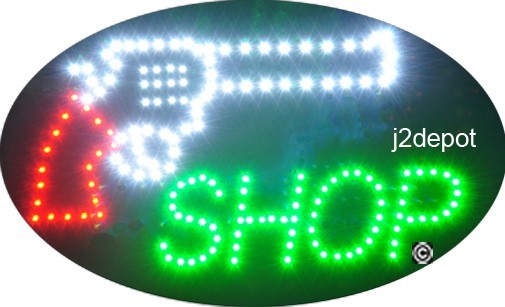 US Seller Animated Gun Shop Led Sign neon lighted. Video inside. 21&Prime;x13-1/2&Prime;