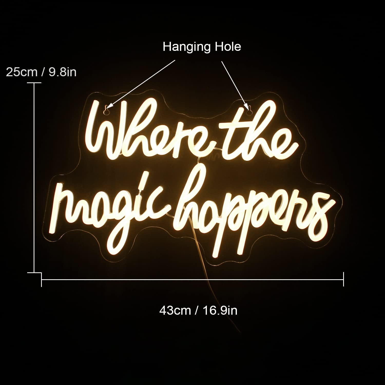 Where The Magic Happens Neon Sign Led Warm White Word Light Up Signs for Wall…