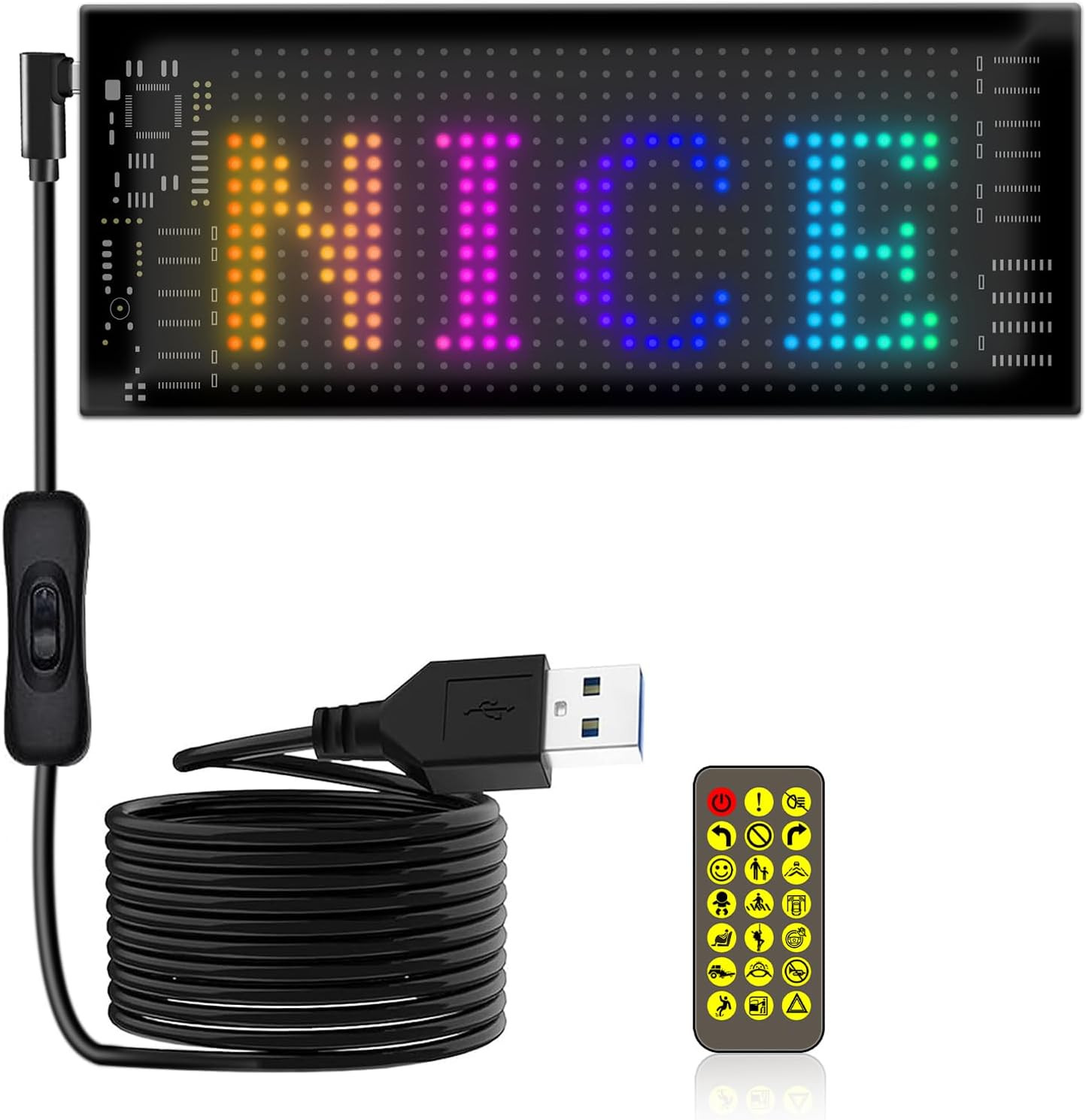 LED Car Sign, 7 »X3 » Flexible Smart Display Bluetooth APP Control Scrolling Bri