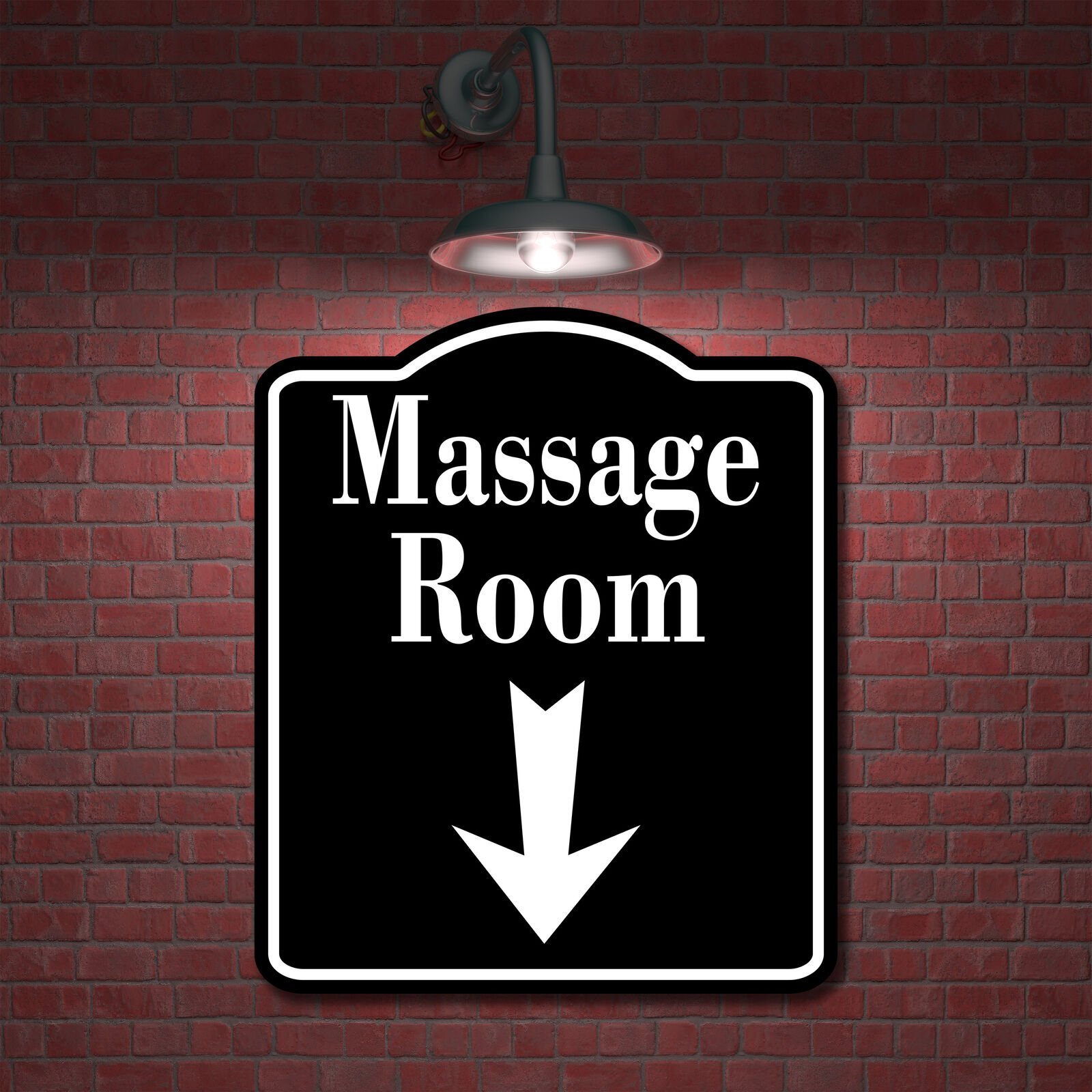Massage Down Arrow BLACK Aluminum Composite Sign