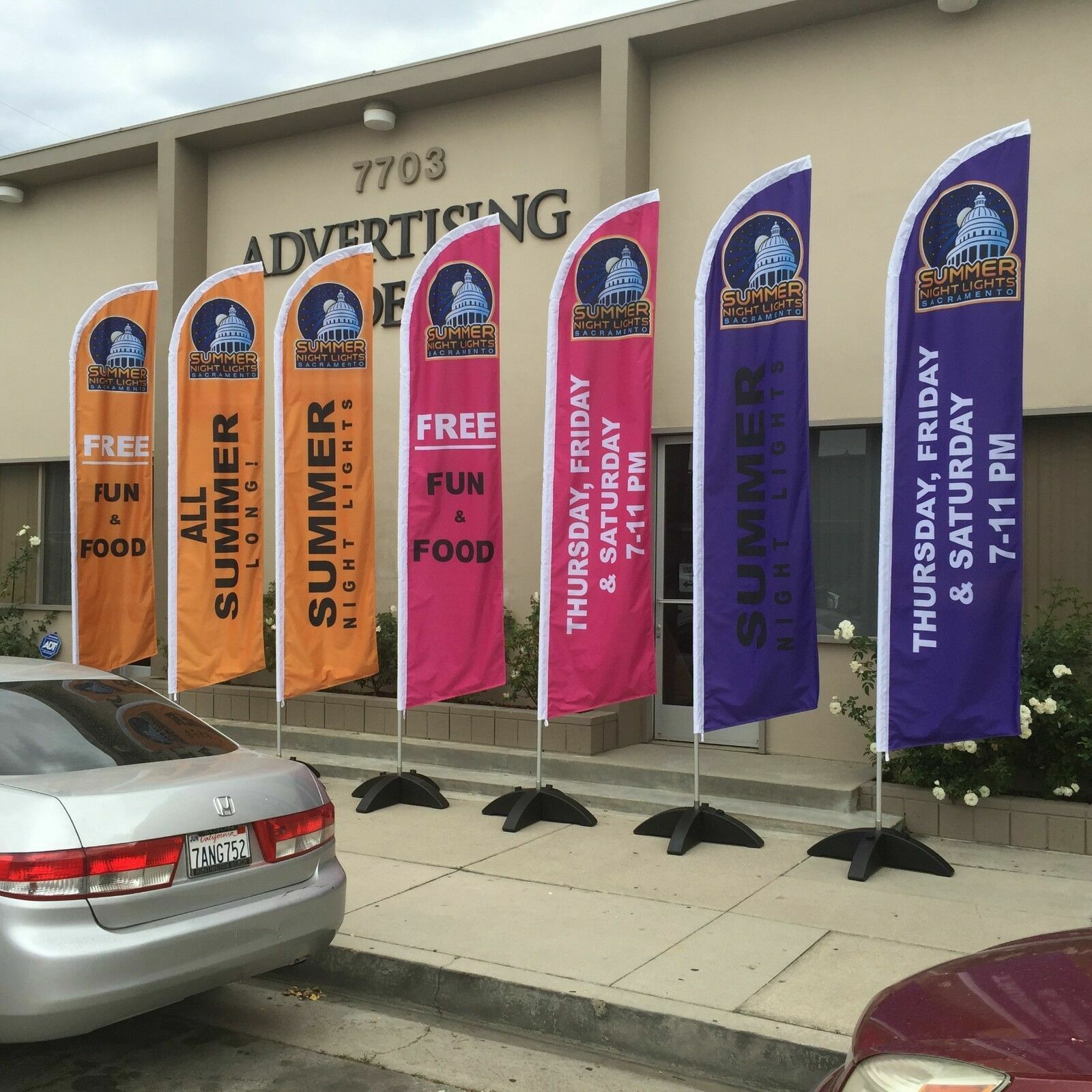 15&prime; Regular Print Custom Swooper Advertising Flag Feather Banner + Pole & Spike