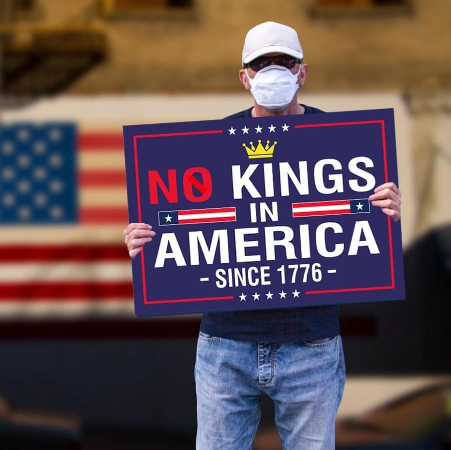 18×12 Double-Sided &lsquo;No Kings In America&rsquo; Sign – Perfect for Protests & Rallies