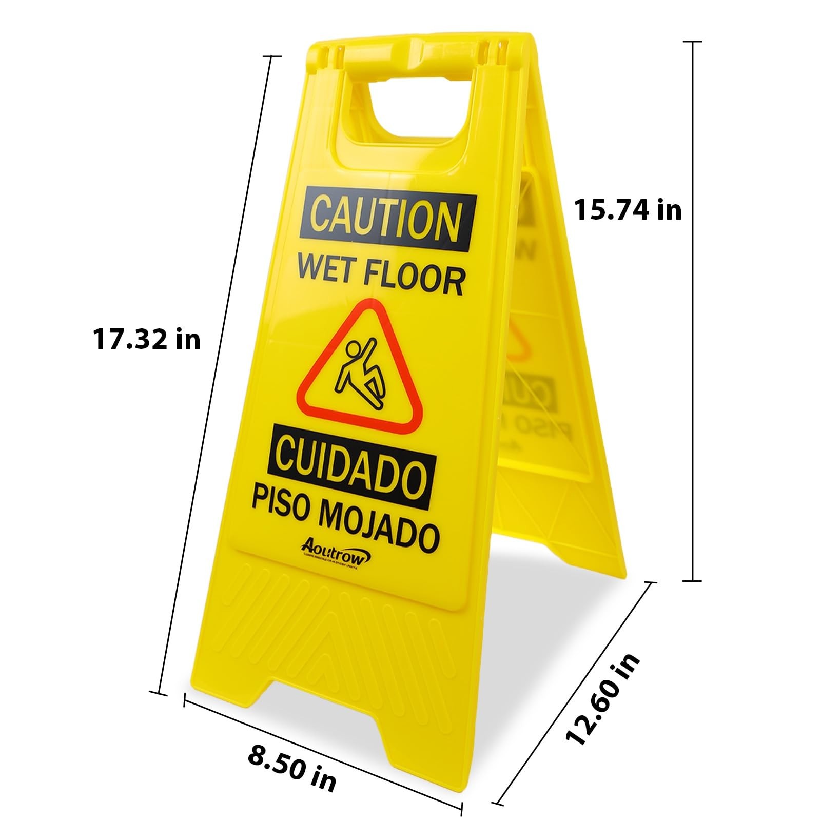 Caution Wet Floor Sign, （L:17.12in W:8.38in H:0.94in）2-Sided Foldable Safety …