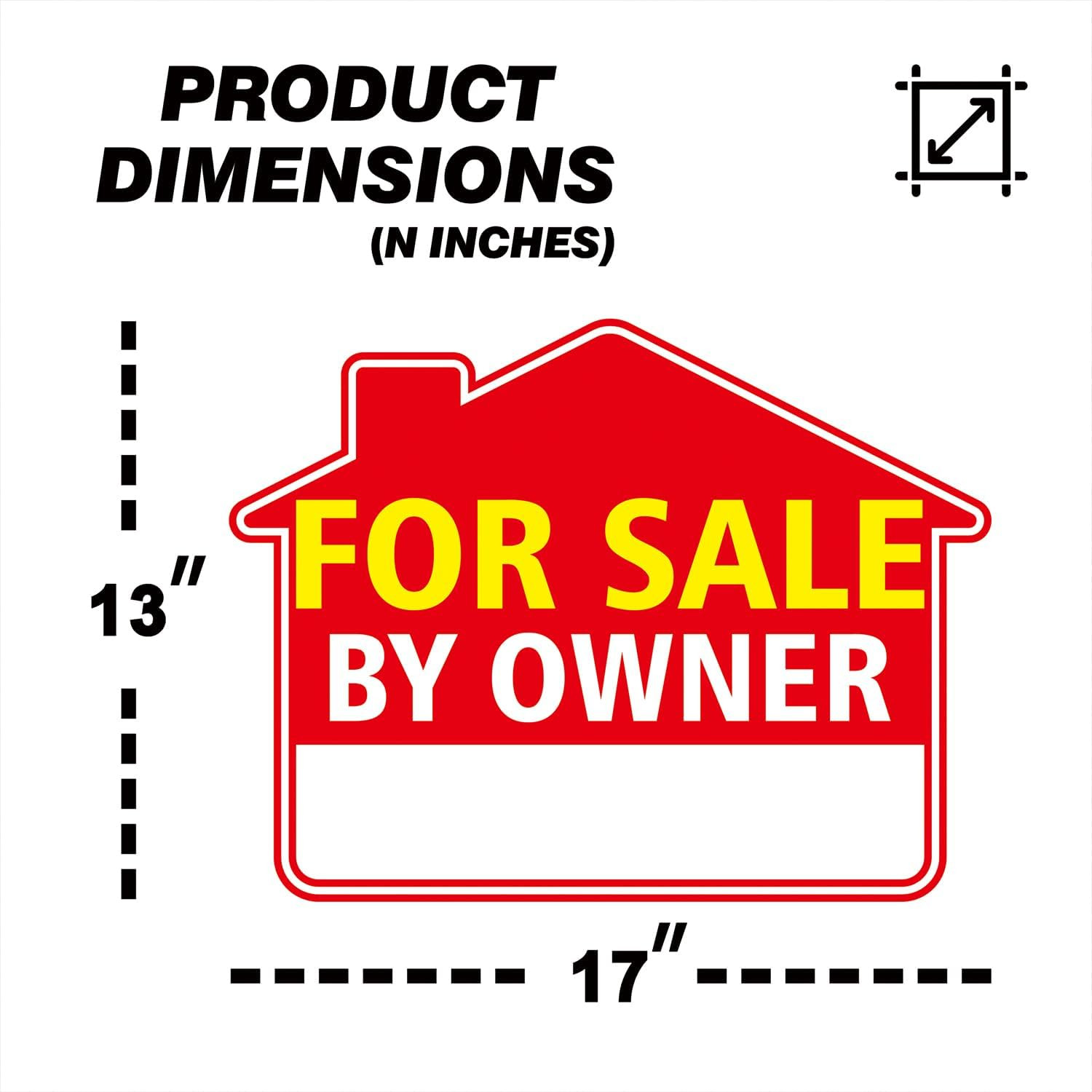 For Sale By Owner Yard Sign with Stake – 17&Prime; x 13&Prime; Double-Sided Corrugated Plast