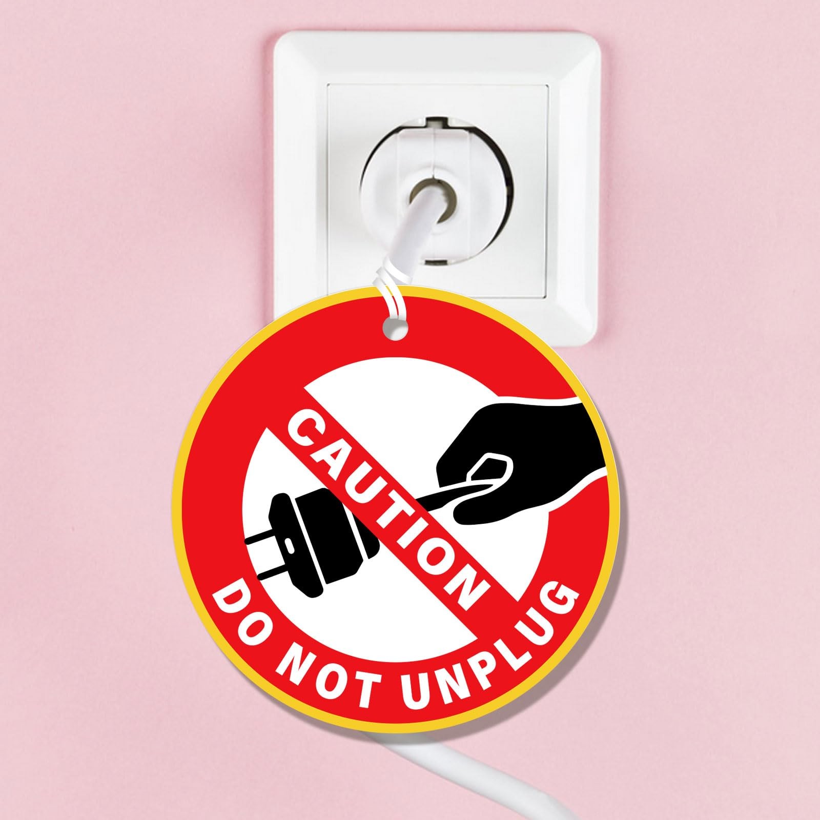 10 PCS Do Not Unplug Warning Sign Cards,2.6 Inch Removable Round Caution Do N…