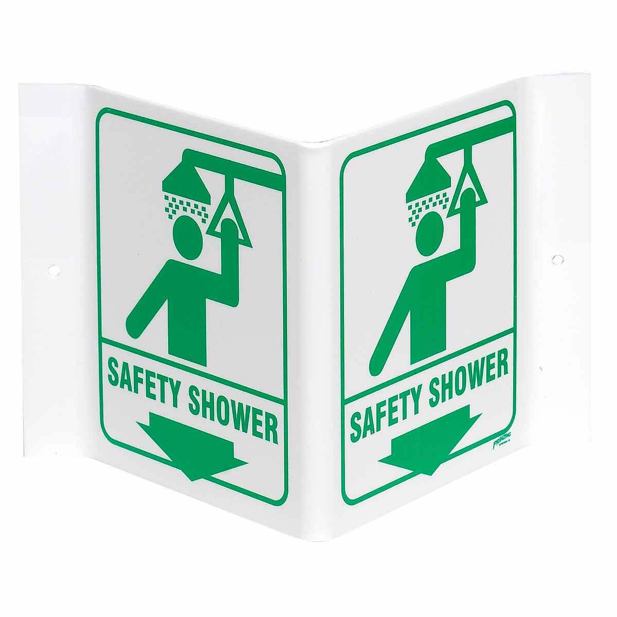 « V » 3D Emergency Shower OSHA Safety First Sign Metal Plastic Decal 6×9 Brady