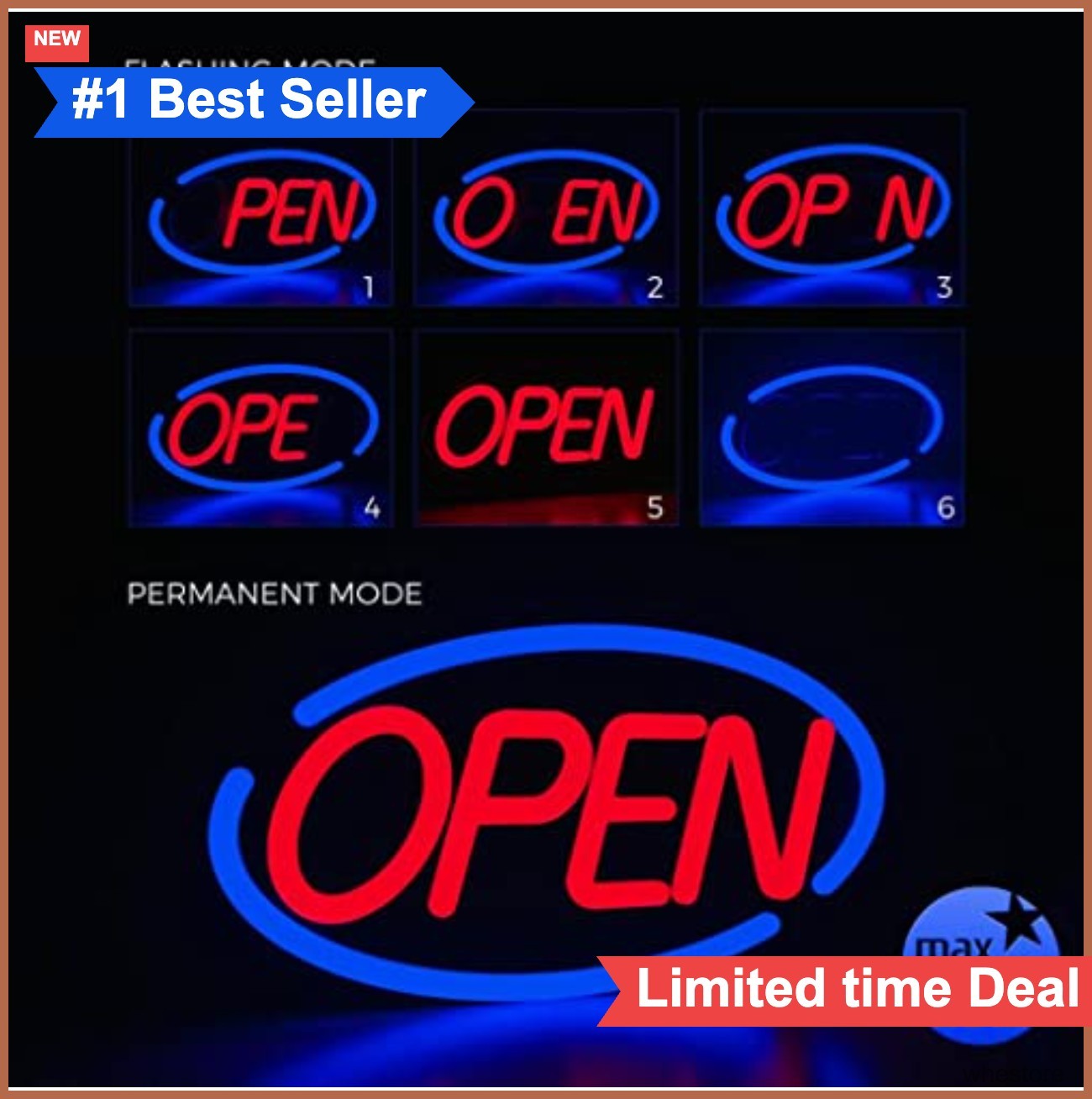 23 Inch 12 Inch Oval LED Neon Open Sign Ultra Bright Remote Control Included