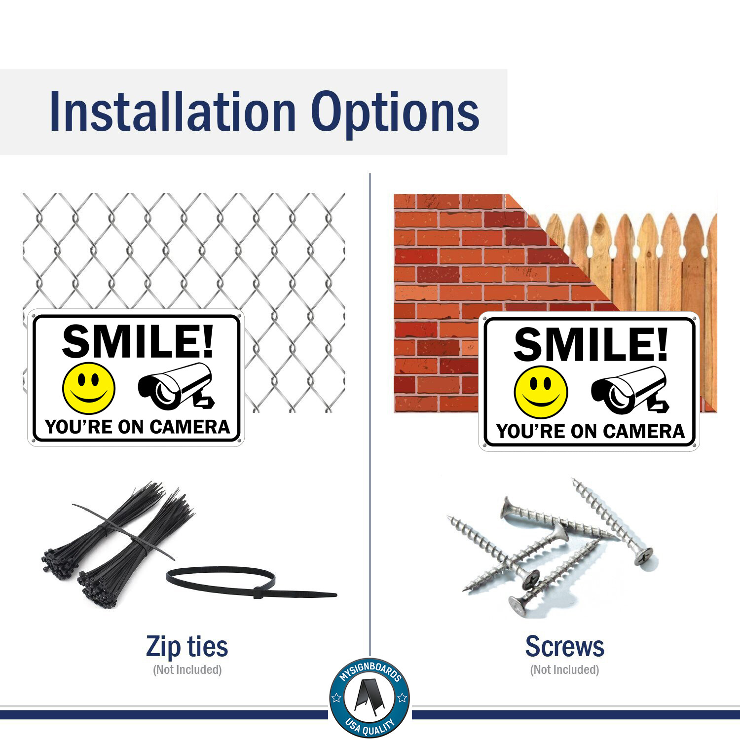 Smile You&rsquo;re on Camera Sign Video Surveillance Signs 11&Prime;x 7&Prime; UV Protected cctv