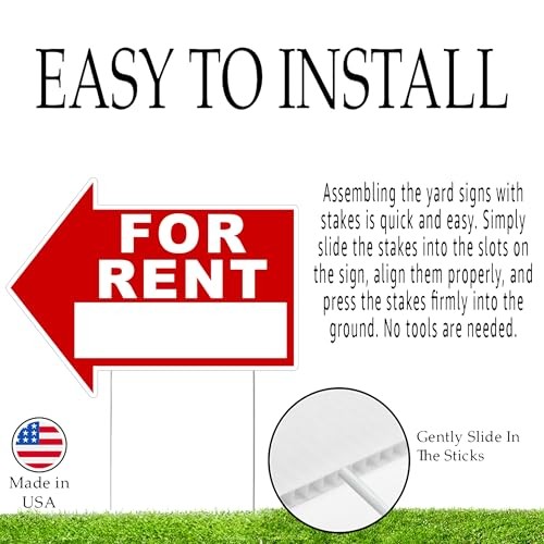 Large Huge For Rent Yard Arrows Yard Sign Double Sided With Stake Large 16 In…