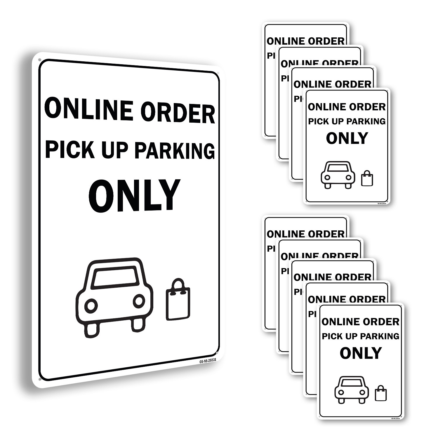 Online Order Pick Up Parking Only Public Safety Sign Or Decal – 5 or 10 Pack