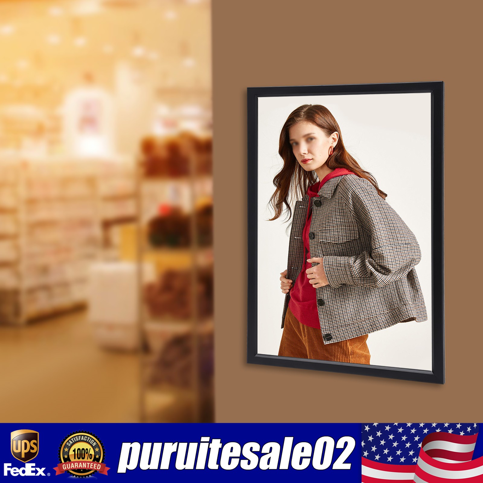 LED Light Box Movie Poster Display 24&Prime;x36&Prime; Advertising Frame Store Wall Mount US